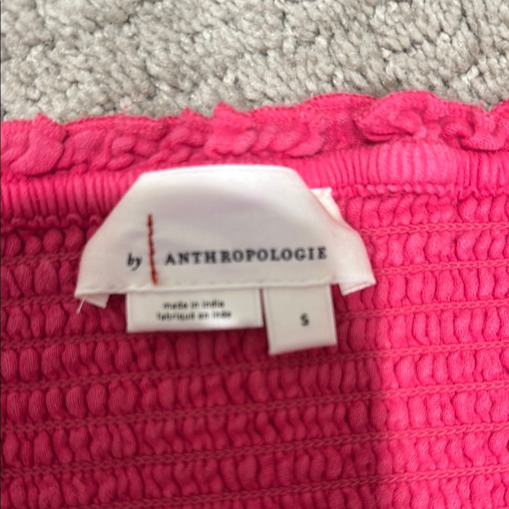 Anthropologie Pink Textured strapless dress